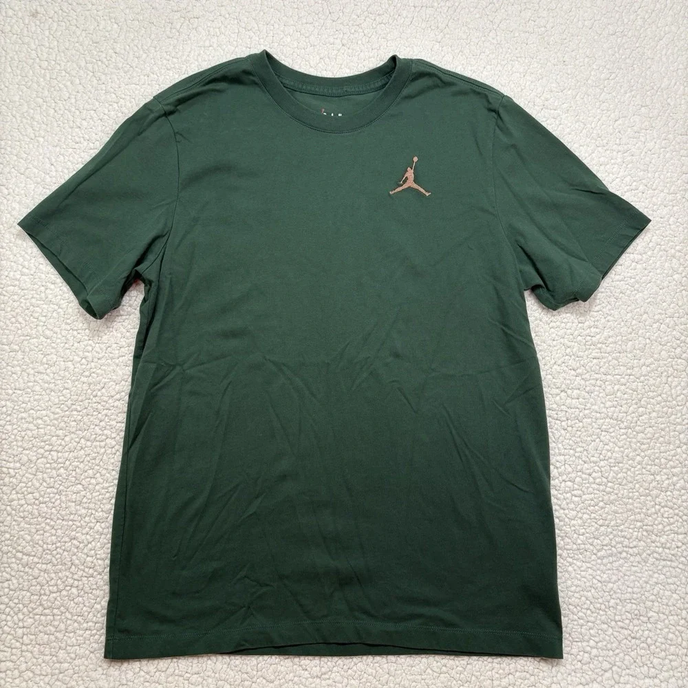 Jordan Men's L Embroidered Jumpman Logo SS T-shirt Green Sports Tee Nike Air